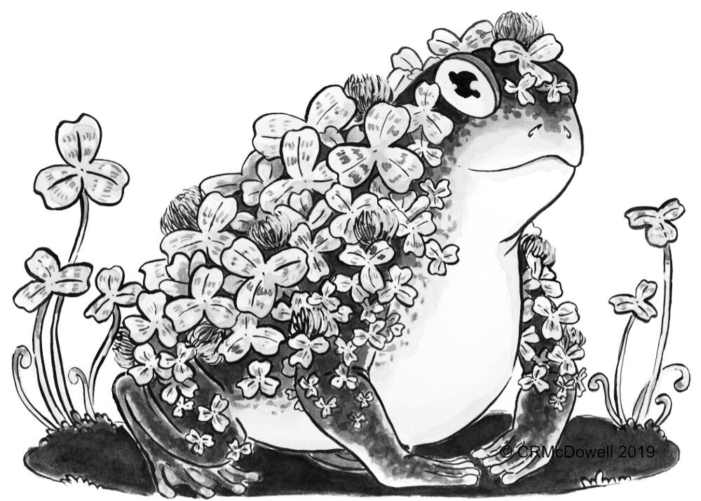 Clover Toad: 2019 Ink Challenge Plant Animals Day 08